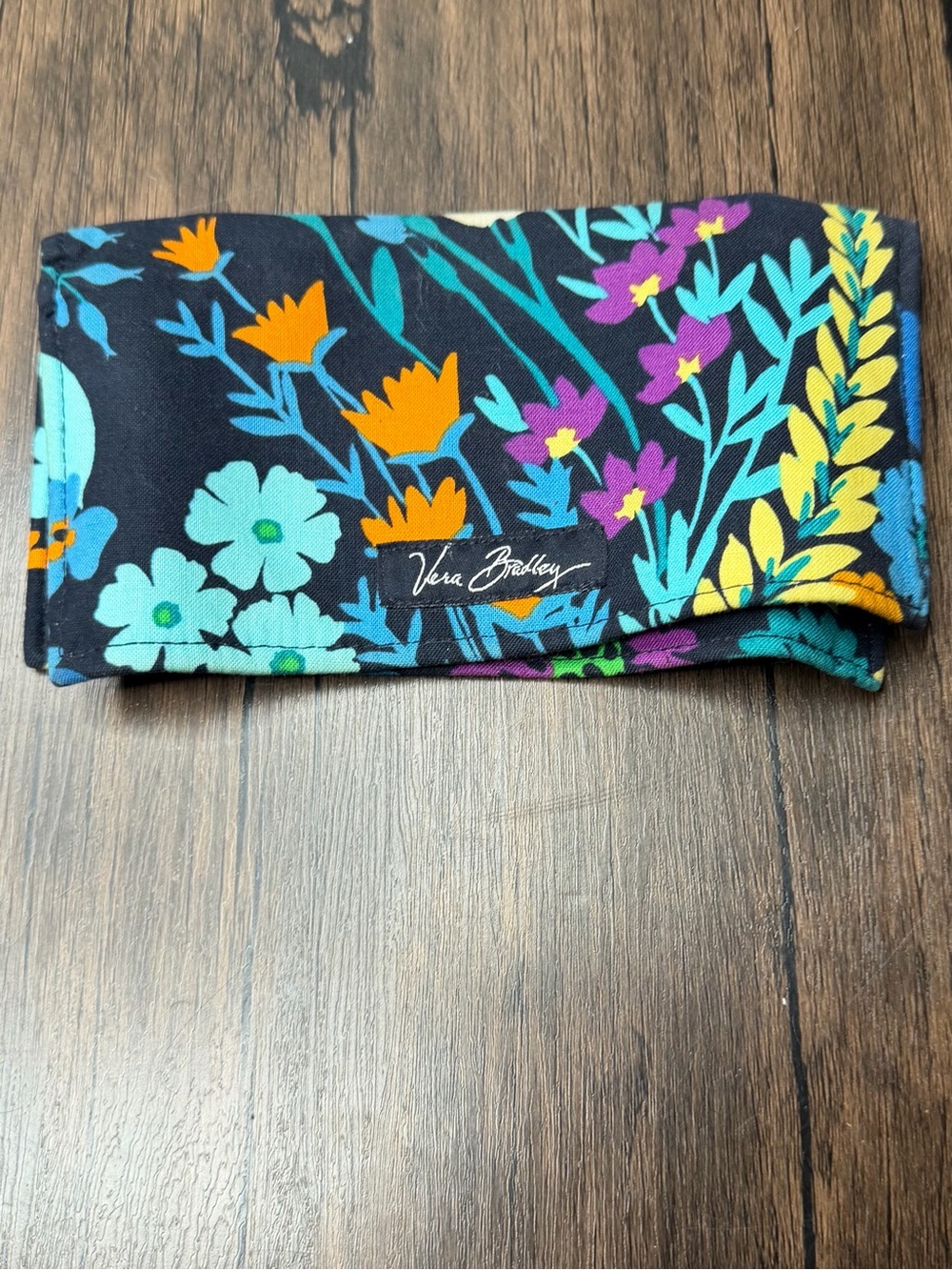 Vera Bradley Quilted Cotton Checkbook Cover - Retired Midnight Blues Floral